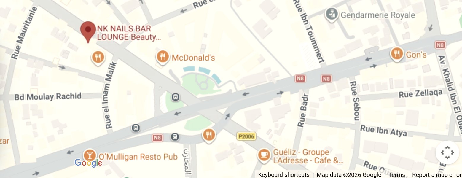 Plan : NK Nails Bar Lounge, Avenue Mohammed V, Guéliz